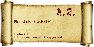 Mendik Rudolf névjegykártya
